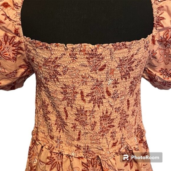 Steve Madden BB Dakota Peach Coral Floral Dress Coastal Cowgirl Stampede Sz Med - Picture 6 of 10